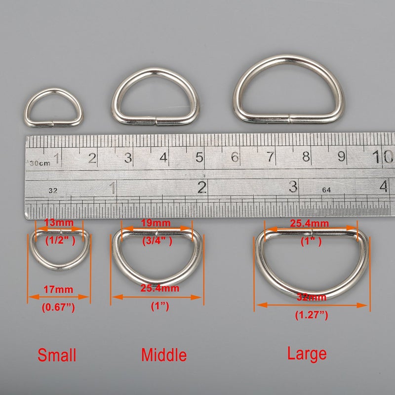 CrocSee Metal D Ring 3/4 inch Non Welded Nickel Plated Pack of 100 (Middle) - Image 2